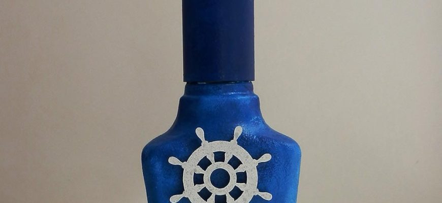 Декор бутылки в морском стиле. Тематика - маяк.